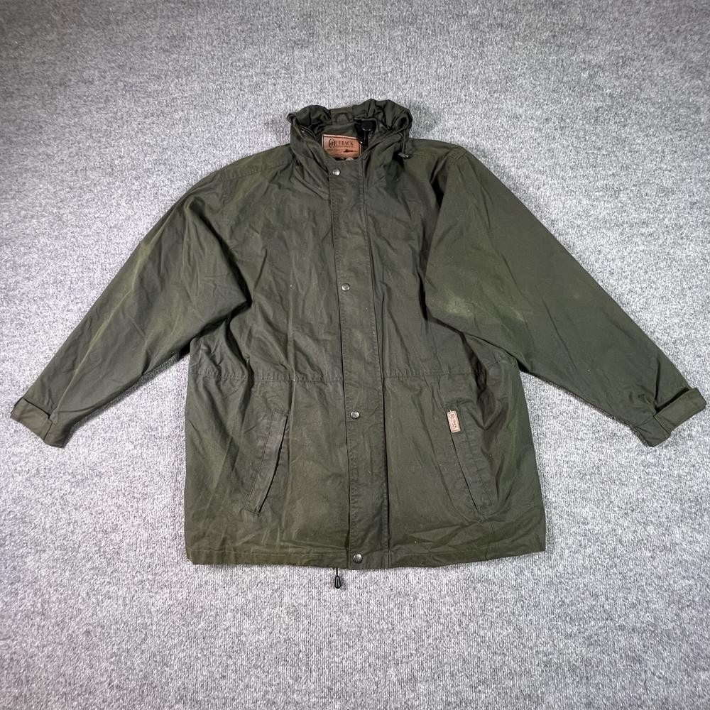 Outback Trading Co Oilskin Windbreaker Jacket Mens XL Black Hiking Gorpcore